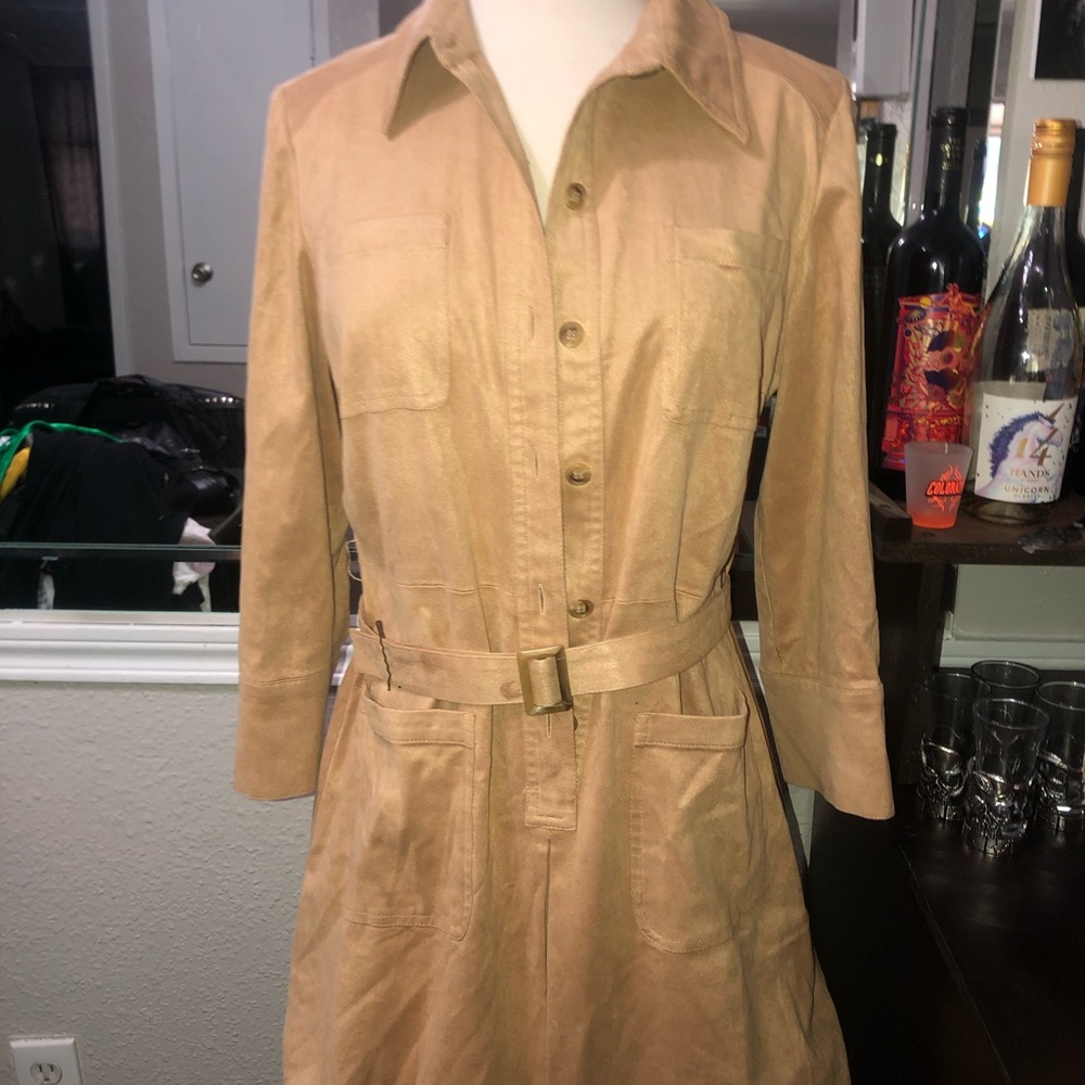 Tan Belted Women's dress